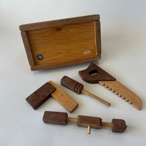 Handmade Wooden Tool Box & Tools - Picture 3 of 3